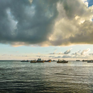 Scenic view of sea against sky during sunset