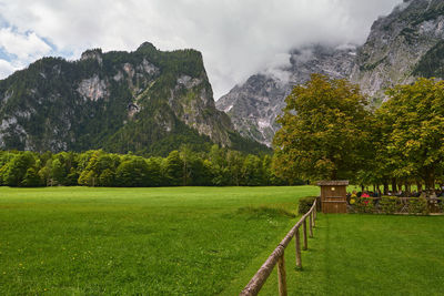 Scenic view of landscape against mountains