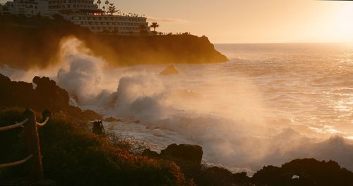 Scenic view of sea against sky during sunset