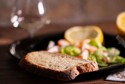 Close-up of breakfast on table