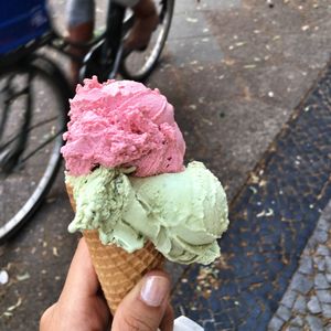 Cropped image of person holding ice cream