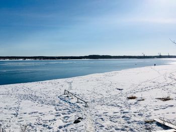 Scenic view of sea against sky during winter