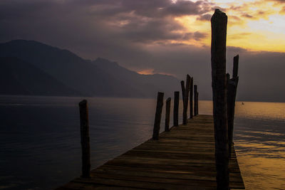 View of pier at sunset