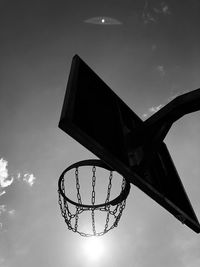 Low angle view of basketball hoop against sky