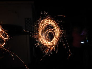 Firework display at night