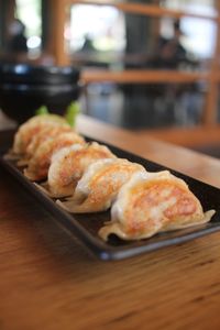 Close-up of food served on table in restaurant