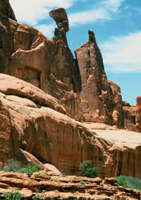 Low angle view of rock formation