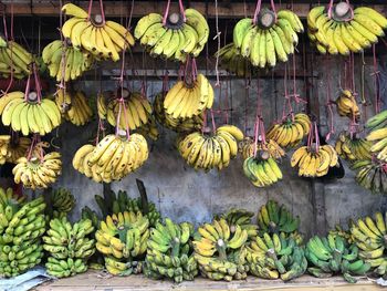 Fresh bananas for sale at market stall