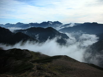 Scenic view of mountains against sky