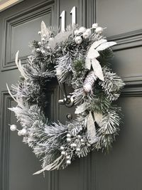 Low angle view of flowering plants hanging at home