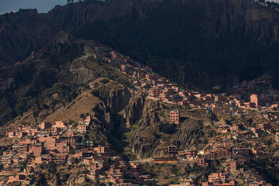 High angle view of buildings in city