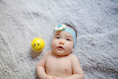 Portrait of cute baby toy