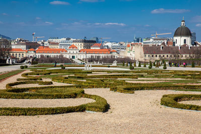 Lower belvedere palace in a beautiful early spring day