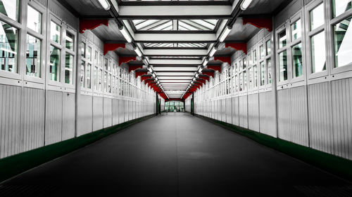 Illuminated corridor of modern building