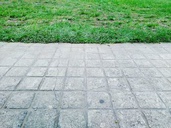 High angle view of stone wall