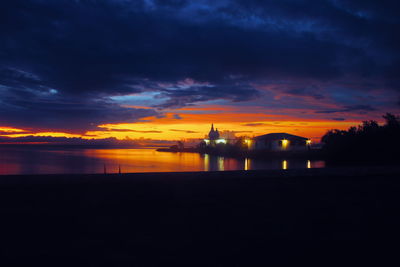 Scenic view of sea against sky at sunset