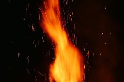 Close-up of bonfire at night