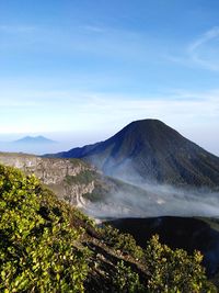 View the peak of mount pangrango from mount gede