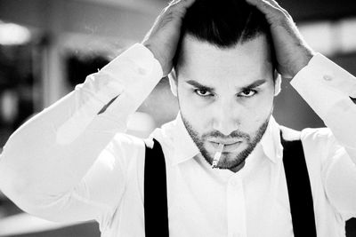 Close-up portrait of handsome man