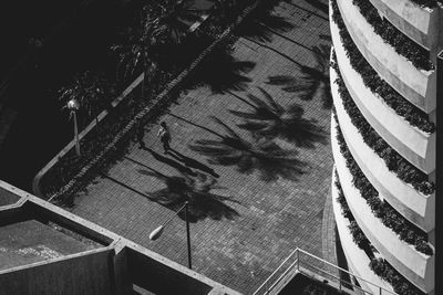 High angle view of footpath by building