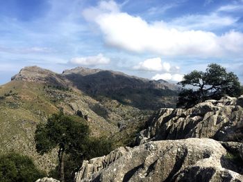 Low angle view of mountain against sky