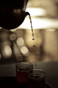 Close-up of water drops on glass