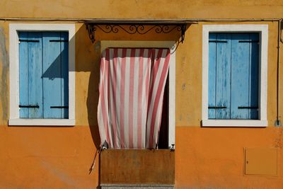 Closed door of building