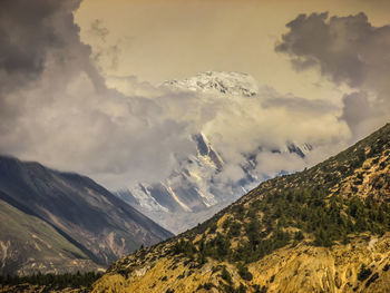 Scenic view of mountains against sky