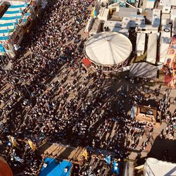 High angle view of people at market