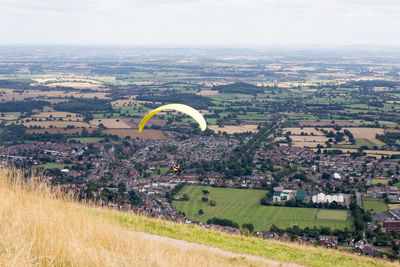 High angle view of paraglider