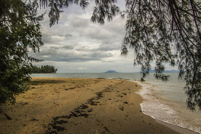 Scenic view of beach against sky