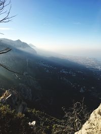 Scenic view of mountains against clear sky