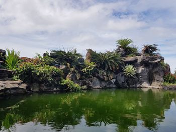 Scenic view of lake against sky