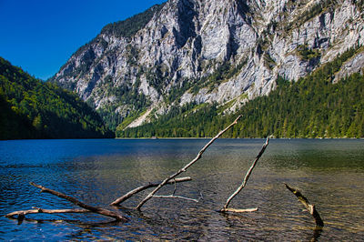 Scenic view of lake and mountains