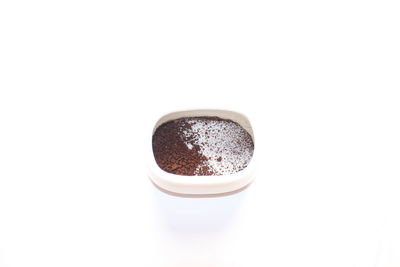 High angle view of coffee against white background