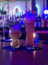 Close-up of drink served on table at restaurant