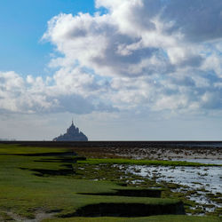 Scenic view of land against sky