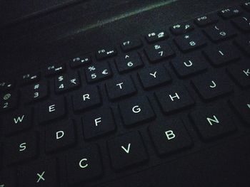 High angle view of computer keyboard