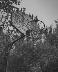 Low angle view of basketball hoop against sky