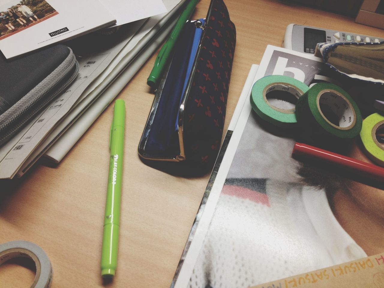 indoors, still life, high angle view, table, close-up, book, variation, pen, multi colored, education, pencil, choice, large group of objects, no people, technology, office supply, music, in a row, arrangement, arts culture and entertainment