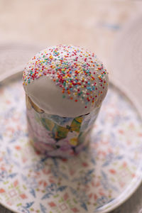Close-up of dessert on table