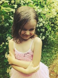 Portrait of cute girl looking away