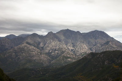 Scenic view of mountains against sky, corsica 