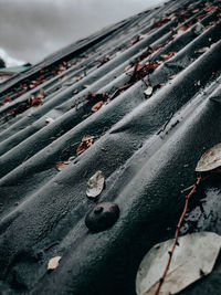 High angle view of wet land during winter