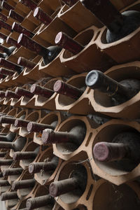 Full frame shot of wine bottles