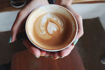 Hand holding coffee cup