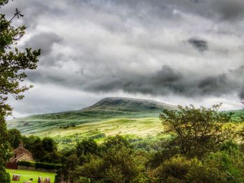 Scenic view of landscape against cloudy sky