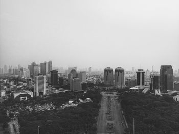 Cityscape against clear sky