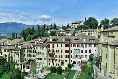 High angle view of townscape against sky