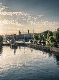 View of river at sunset